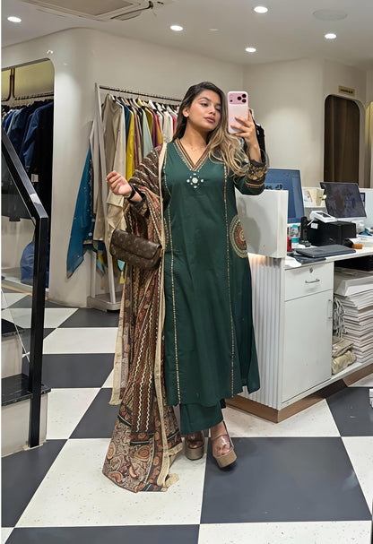 Women’s Embroidered Kurta Pant Set with Dupatta (RD33) - SortedMart