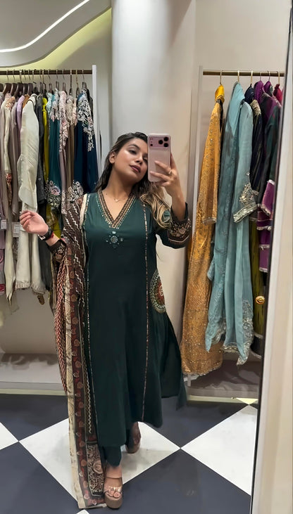 Women’s Embroidered Kurta Pant Set with Dupatta (RD33) - SortedMart