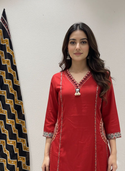Women’s Embroidered Kurta Pant Set with Dupatta (RD33) - SortedMart