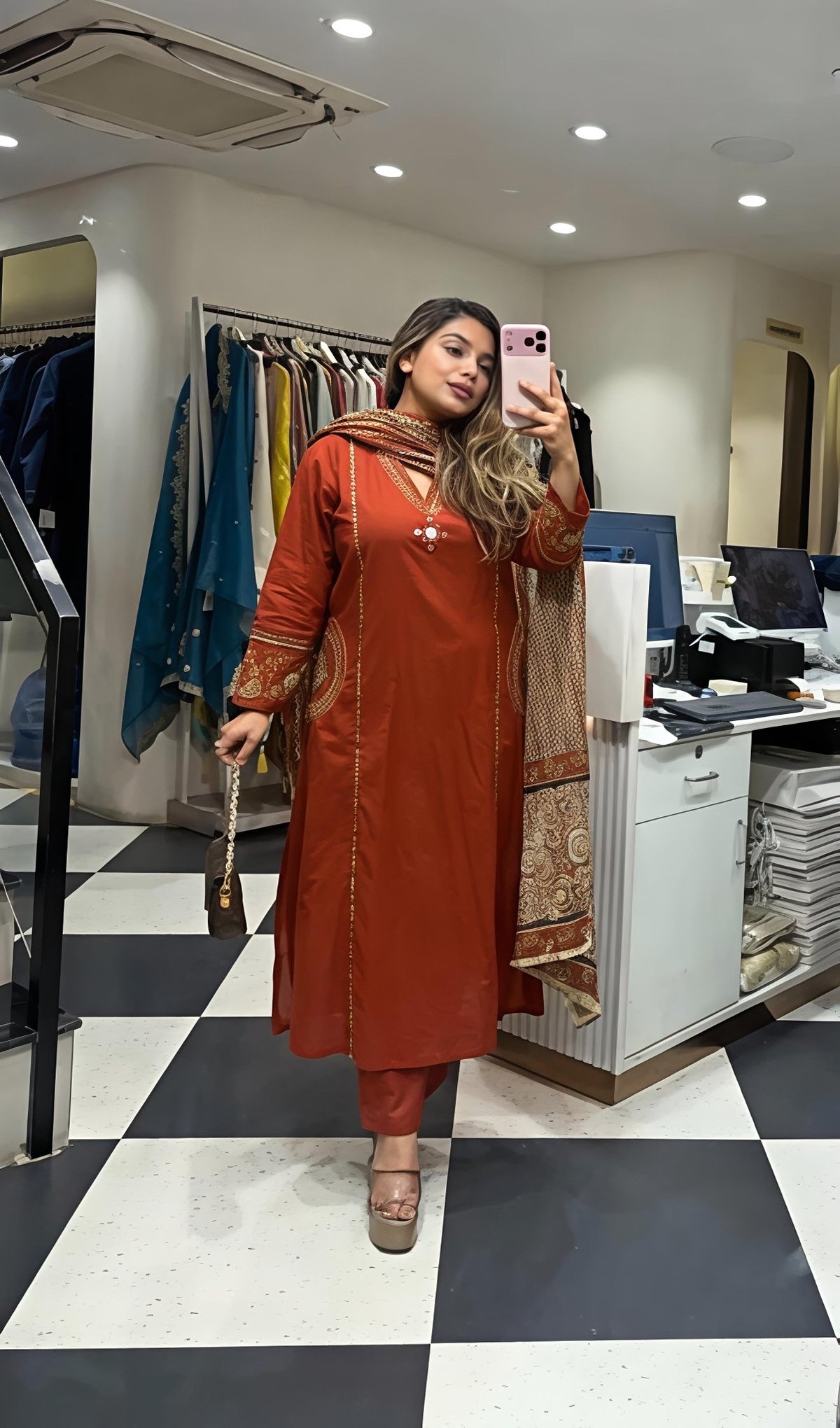 Women’s Embroidered Kurta Pant Set with Dupatta (RD33) - SortedMart